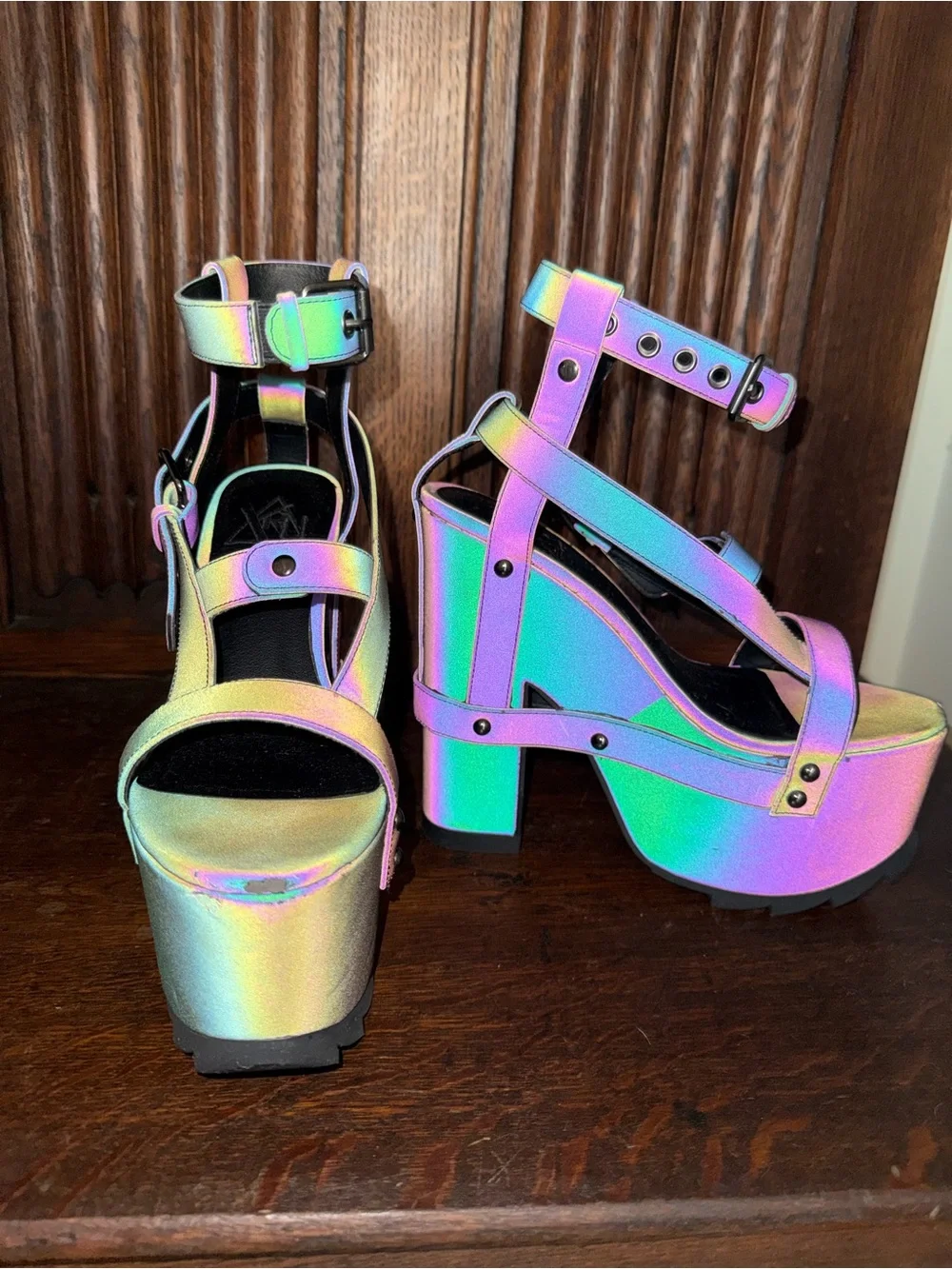 YRU Dolls Kill *DISCONTINUED* Nightcall Platform Strappy Heels Size 7